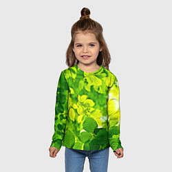 Лонгслив детский Зелёные листья, цвет: 3D-принт — фото 2