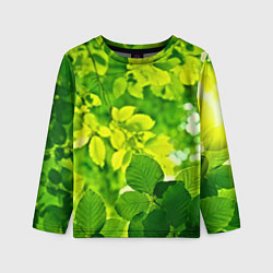 Лонгслив детский Зелёные листья, цвет: 3D-принт
