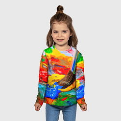 Лонгслив детский Краски, цвет: 3D-принт — фото 2