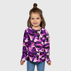 Лонгслив детский Камуфляж: фиолетовый/розовый, цвет: 3D-принт — фото 2