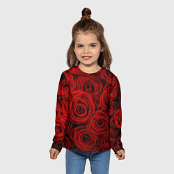Лонгслив детский Красные розы, цвет: 3D-принт — фото 2