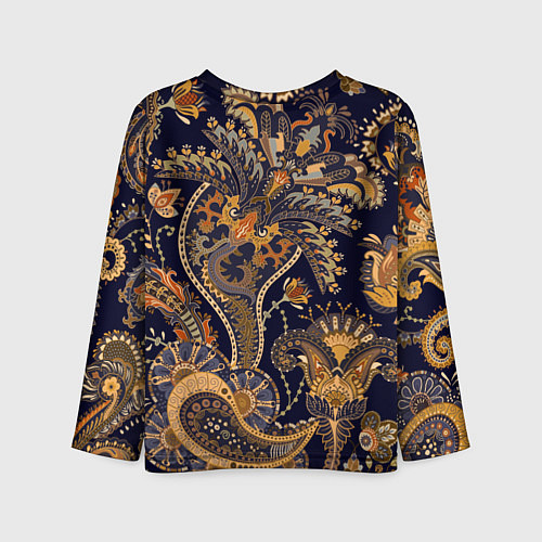 Детский лонгслив Орнамент пейсли - золотой / 3D-принт – фото 2