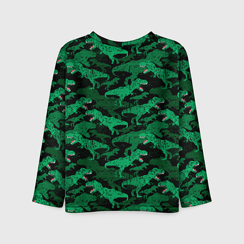 Детский лонгслив Зелёные тираннозавры - камуфляж / 3D-принт – фото 2