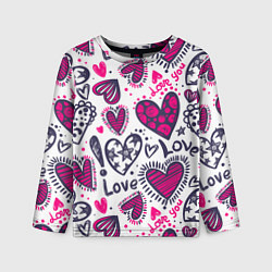Лонгслив детский Love - pink hearts, цвет: 3D-принт