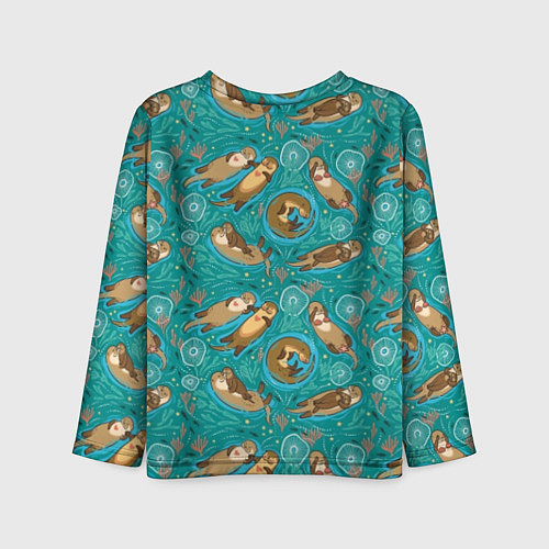 Детский лонгслив Весёлые выдры - семейство / 3D-принт – фото 2