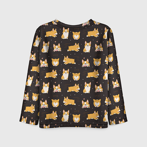 Детский лонгслив Вельш корги бемброк - забавные щенки паттерн / 3D-принт – фото 2