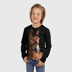 Лонгслив детский Гнедой жеребец, цвет: 3D-принт — фото 2