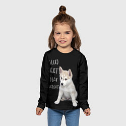 Лонгслив детский Sleep Eat Play Repeat Хаски щенок, цвет: 3D-принт — фото 2
