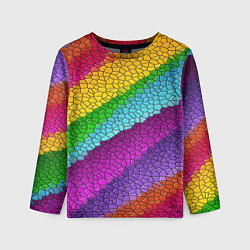 Лонгслив детский Яркая мозаика радуга диагональ, цвет: 3D-принт
