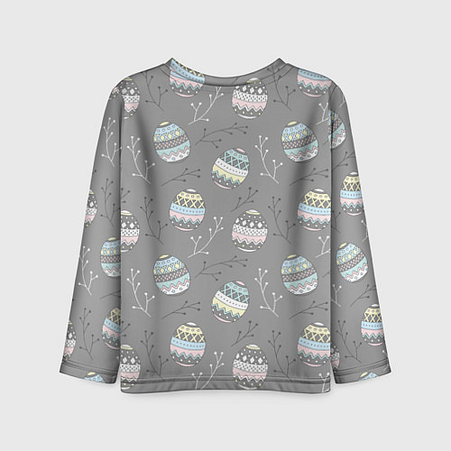Детский лонгслив Яйца пасхальные серый фон / 3D-принт – фото 2