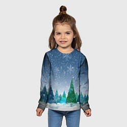 Лонгслив детский Снежинки в лесу, цвет: 3D-принт — фото 2