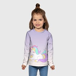 Лонгслив детский Единорожек на фиолетовом, цвет: 3D-принт — фото 2