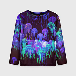 Лонгслив детский Неоновые медузы, цвет: 3D-принт