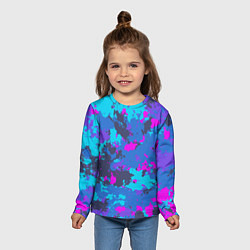 Лонгслив детский Неоновые краски, цвет: 3D-принт — фото 2