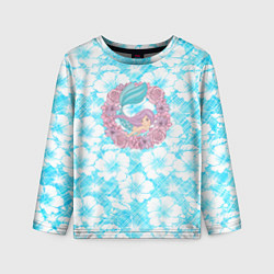 Лонгслив детский Русалочка и цветы, цвет: 3D-принт