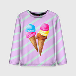 Лонгслив детский Мороженое графический фон, цвет: 3D-принт