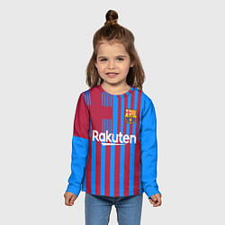 Лонгслив детский Домашняя форма ФК «Барселона», цвет: 3D-принт — фото 2