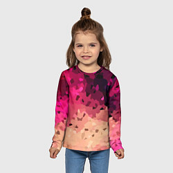 Лонгслив детский Бежево-малиновый абстрактный, цвет: 3D-принт — фото 2