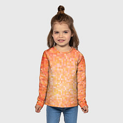 Лонгслив детский Оранжевая пиксель абстракция, цвет: 3D-принт — фото 2