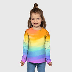 Лонгслив детский РАДУЖНЫЕ ВОЛНЫ RAINBOW WAVES Z, цвет: 3D-принт — фото 2