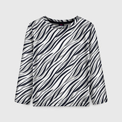 Лонгслив детский Черно-белый полосатый тигровый, цвет: 3D-принт