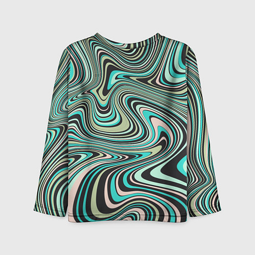 Детский лонгслив Розово-зелёные разводы на воде паттерн / 3D-принт – фото 2