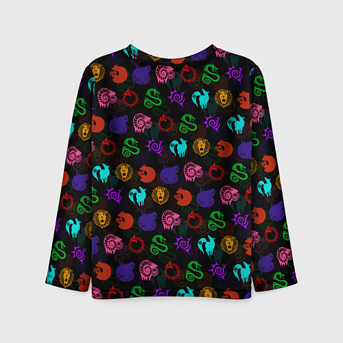 Детский лонгслив 7 СМЕРТНЫХ ГРЕХОВ АНИМЕ , ПАТТЕРН СИМВОЛЫ В ЦВЕТЕ / 3D-принт – фото 2