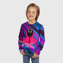 Лонгслив детский Игра в кальмара - переливающийся фон, цвет: 3D-принт — фото 2