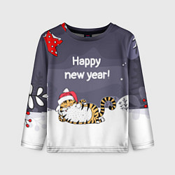 Лонгслив детский Happy New Year 2022 Тигр, цвет: 3D-принт