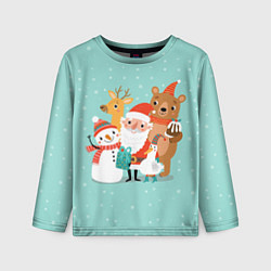 Лонгслив детский Звери и Дед Мороз, цвет: 3D-принт
