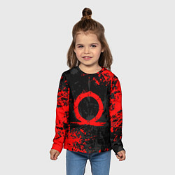 Лонгслив детский GOD OF WAR LOGO RED, БРЫЗГИ КРАСОК, цвет: 3D-принт — фото 2