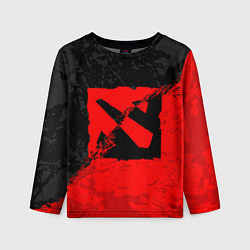 Детский лонгслив DOTA 2 RED BLACK LOGO, БРЫЗГИ КРАСОК