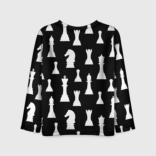 Детский лонгслив Белые шахматные фигуры / 3D-принт – фото 2
