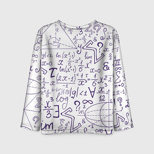 Детский лонгслив МАТЕМАТИЧЕСКИЕ ФОРМУЛЫ НАУКА / 3D-принт – фото 2