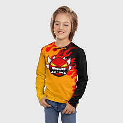 Лонгслив детский Geometry Dash пламя огня, цвет: 3D-принт — фото 2