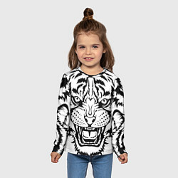 Лонгслив детский БЕЛЫЙ ТИГР СИЛУЭТ, СИМВОЛ 2022 ГОДА, цвет: 3D-принт — фото 2