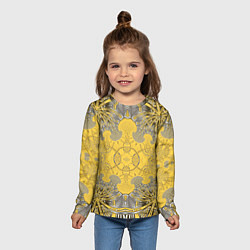 Лонгслив детский Коллекция Фрактальная мозаика Желтый на черном 573, цвет: 3D-принт — фото 2