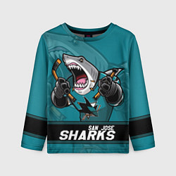 Лонгслив детский San Jose Sharks, Сан Хосе Шаркс, цвет: 3D-принт