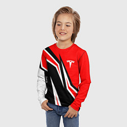 Лонгслив детский TESLA MOTORS RED LINE ТЕСЛА, цвет: 3D-принт — фото 2
