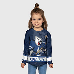 Лонгслив детский Торонто Мейпл Лифс, Toronto Maple Leafs Маскот, цвет: 3D-принт — фото 2
