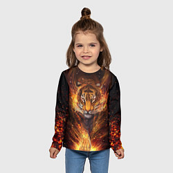 Лонгслив детский Огненный тигр Сила огня, цвет: 3D-принт — фото 2