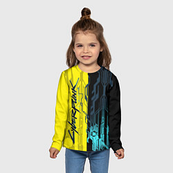 Лонгслив детский CYBERPUNK 2077 Логотип, цвет: 3D-принт — фото 2