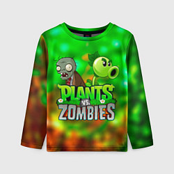 Лонгслив детский Plants vs Zombies горохострел и зомби, цвет: 3D-принт