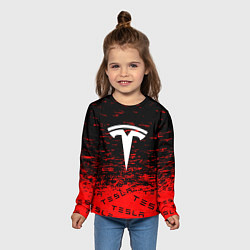 Лонгслив детский Tesla sport red, цвет: 3D-принт — фото 2