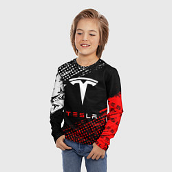 Лонгслив детский Tesla - Logo Pattern, цвет: 3D-принт — фото 2