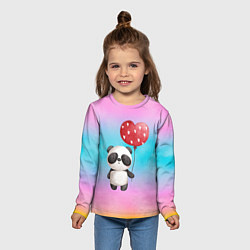 Лонгслив детский Маленькая панда с сердечком, цвет: 3D-принт — фото 2
