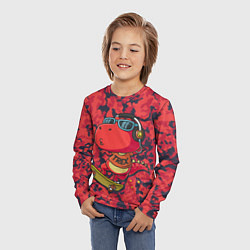 Лонгслив детский Веселый динозавр на скейте, цвет: 3D-принт — фото 2