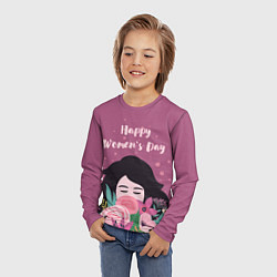 Лонгслив детский Happy Womens Day, цвет: 3D-принт — фото 2