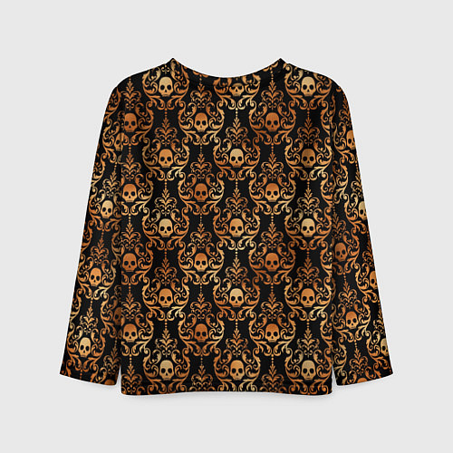 Детский лонгслив Золотые черепа на черном фоне / 3D-принт – фото 2