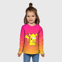 Лонгслив детский Гомер Симпсон Пикачу, цвет: 3D-принт — фото 2